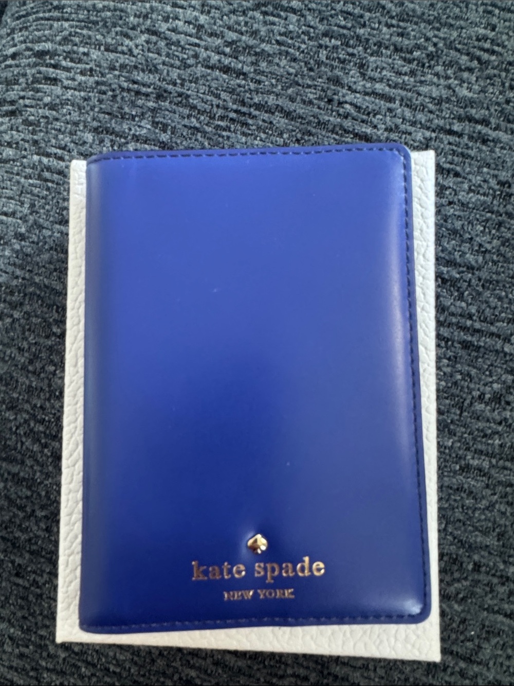 kate spade Royal Blue Leather Passport Cover with Gold Logo